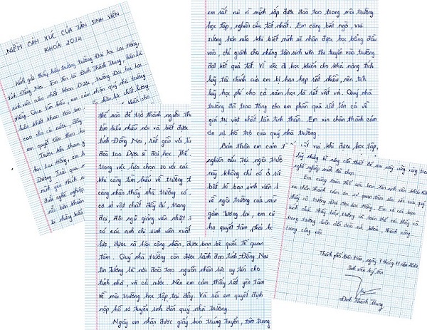 Tân sinh viên viết thư cho thầy hiệu trưởng